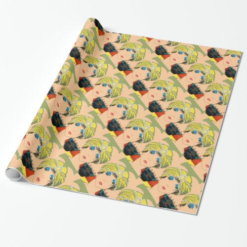 WOMAN WITH ORIENTAL YELLOW TURBAN  Beauty Fashion Wrapping Paper