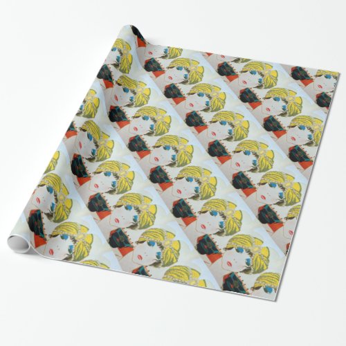WOMAN WITH ORIENTAL YELLOW TURBAN  Beauty Fashion Wrapping Paper