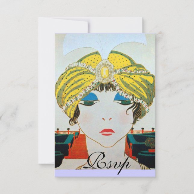 WOMAN WITH ORIENTAL YELLOW TURBAN RSVP (Front)