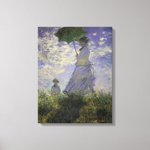 Woman with Parasol by Claude Monet Vintage Art Canvas Print