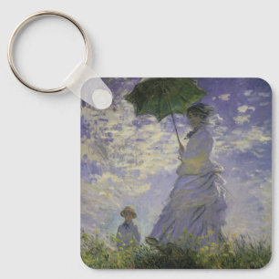 Woman with Parasol by Claude Monet, Vintage Art Keychain