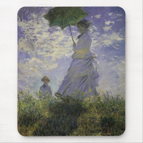 Woman with Parasol by Claude Monet Vintage Art Mouse Pad