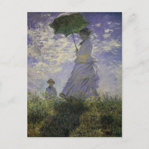 Woman with Parasol by Claude Monet Vintage Art Postcard