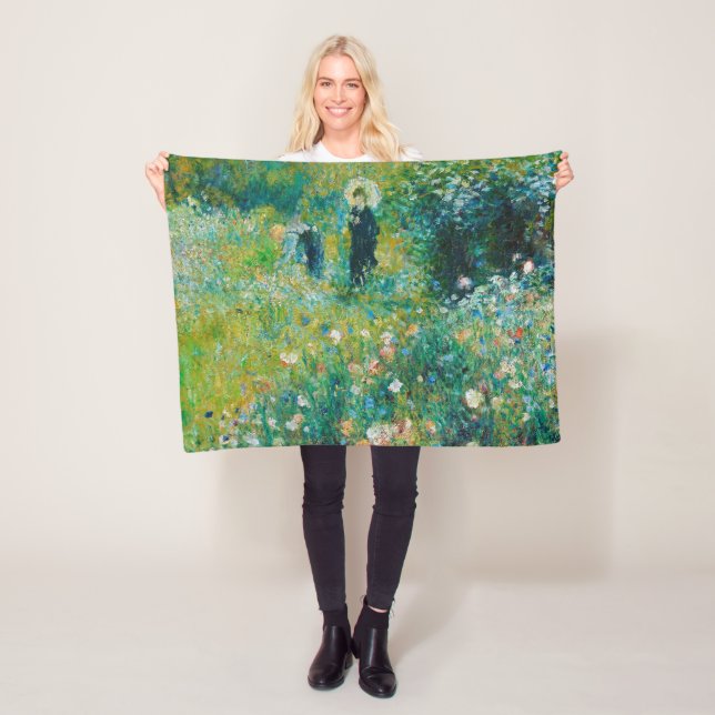 Woman with Parasol, Garden, Renoir Fleece Blanket (In Situ)