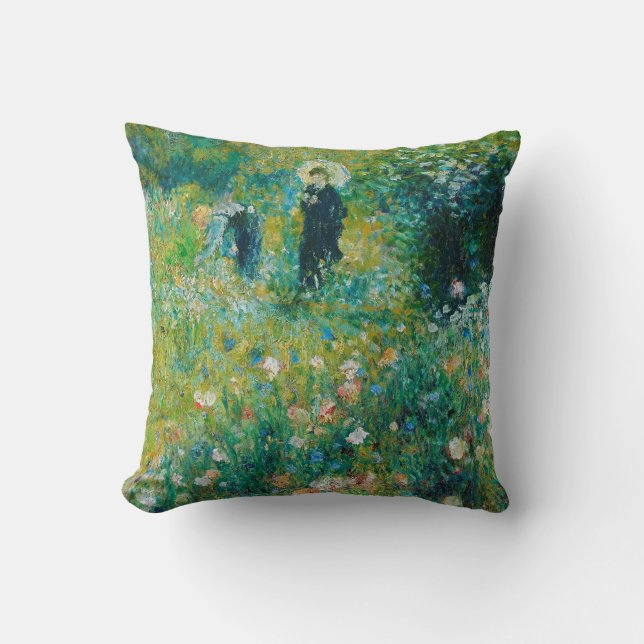 Woman with Parasol, Garden, Renoir Throw Pillow (Front)