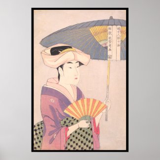 Woman with Parasol Kitagawa Utamaro japanese lady Poster