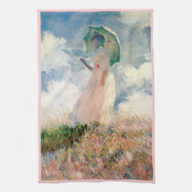 Woman with Parasol Promenade Monet Towel (Vertical)