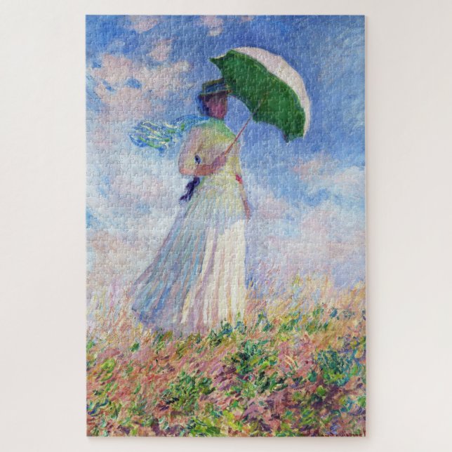 Woman with Parasol Turned to Right Monet vibrant Jigsaw Puzzle (Vertical)