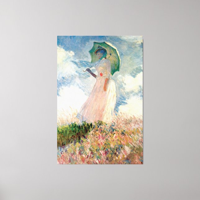 Woman with Parasol Vintage Claude Monet 1886 Canvas Print (Front)