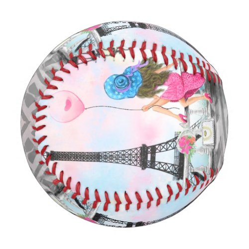 Woman with Pink Balloon in Paris Baseball Gift