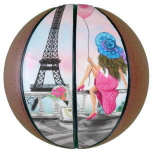 Woman with Pink Balloon in Paris Basketball Gift