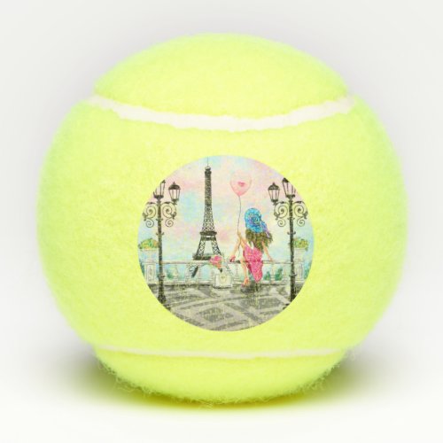 Woman with Pink Balloon In Paris Tennis Balls