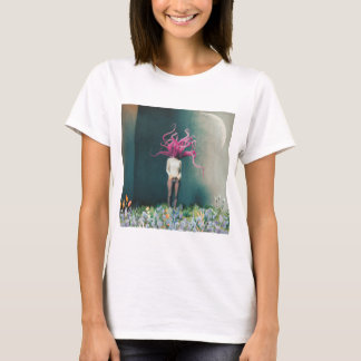 Woman with Pink Flamingo Hair in a Dreamy T-Shirt