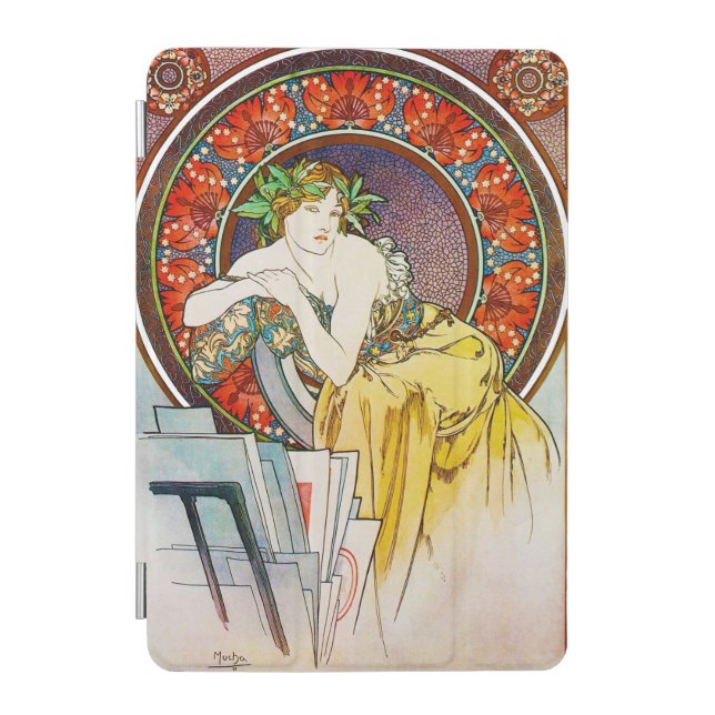 Woman with Poppy, Mucha iPad Mini Cover (Front)