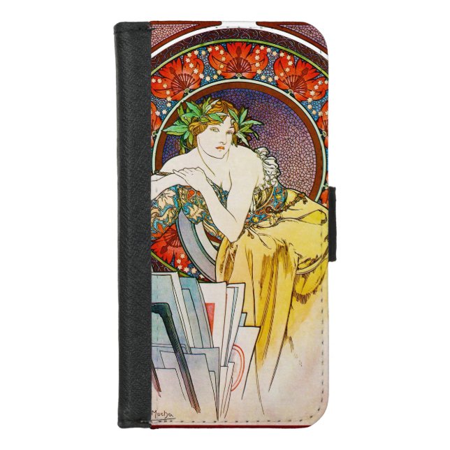 Woman with Poppy, Mucha iPhone Wallet Case (Front)