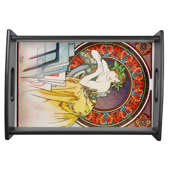 Woman with Poppy, Mucha Serving Tray (Front)
