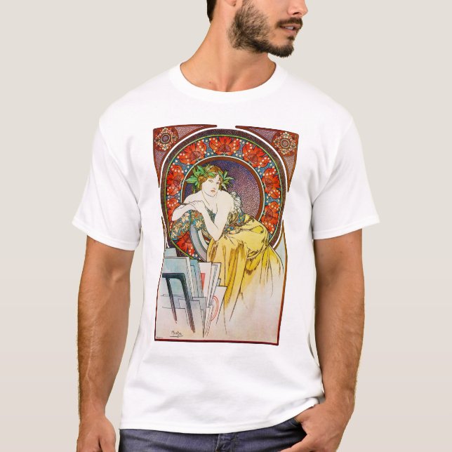 Woman with Poppy, Mucha T-Shirt (Front)