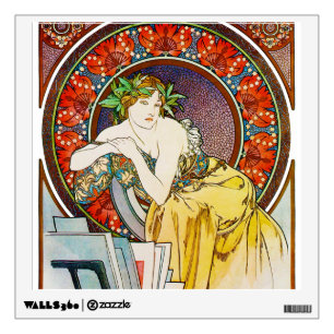 Woman with Poppy, Mucha Wall Decal