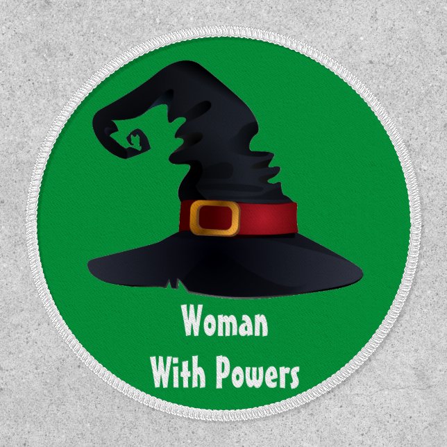 Woman with Powers, 3" Circle Iron-On Patch (Front)