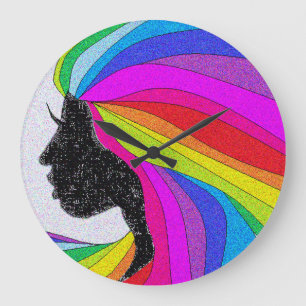 Woman With Rainbow Hair Wall Clock