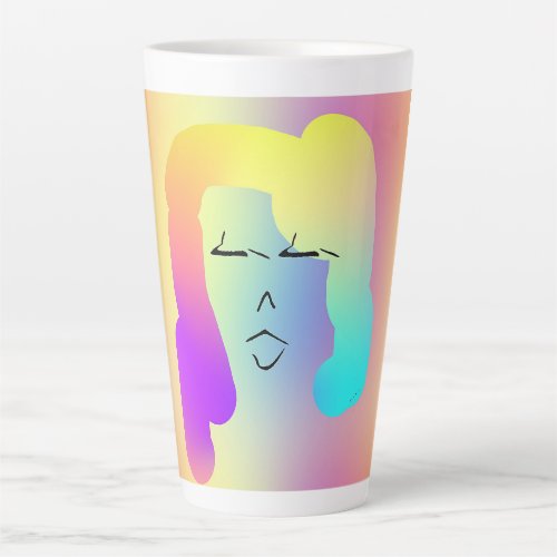 Woman With Rainbow Yellow Hair Personalize  Latte Mug