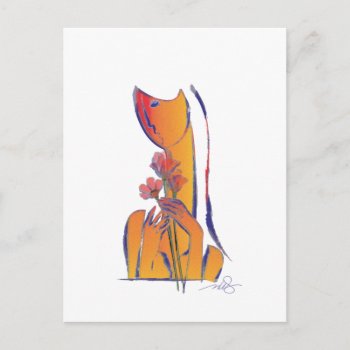 Woman With Red Flowers Postcard by ArtDivination at Zazzle