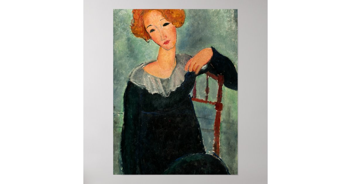 Woman with Red Hair, 1917 by Amedeo Modigliani Poster | Zazzle