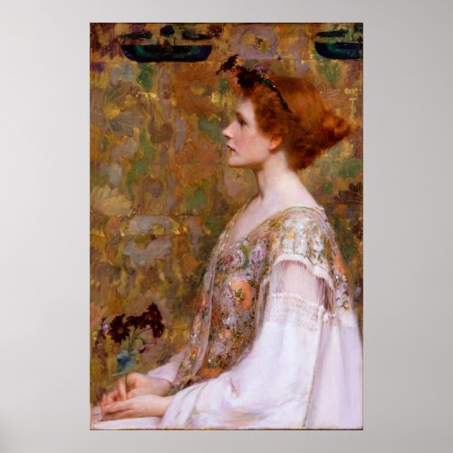 Woman with Red Hair by Albert Herter Poster