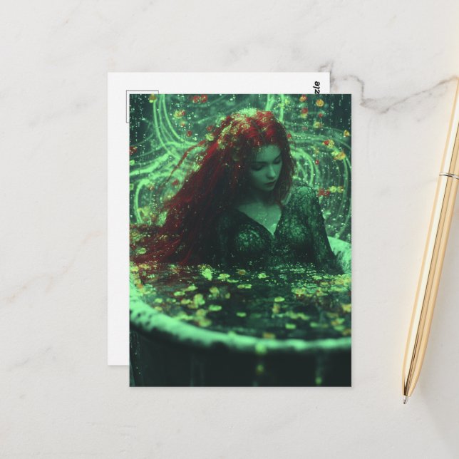 Woman with Red Hair in a Tub Fantasy Postcard (Front/Back In Situ)