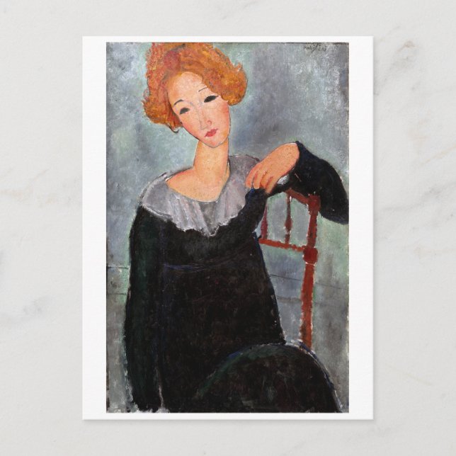 Woman with Red Hair, Modigliani Postcard (Front)