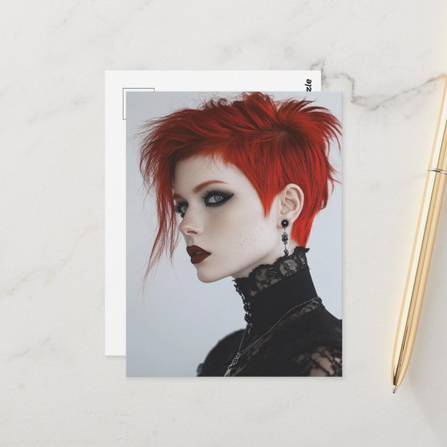 Woman With Red Hair Postcard (Front/Back In Situ)