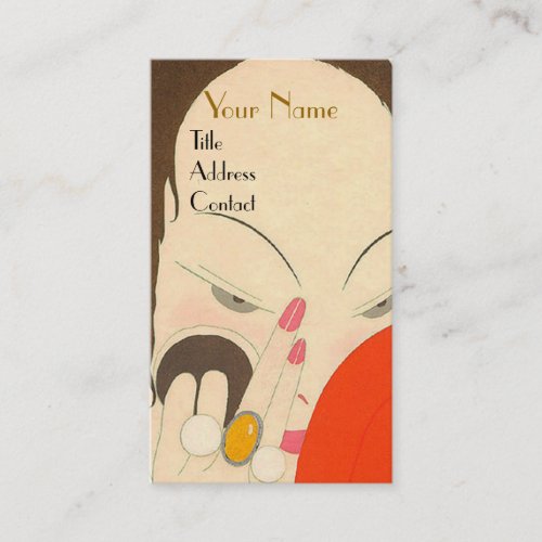 WOMAN WITH RED MIRROR Deco Beauty Fashion Makeup Business Card