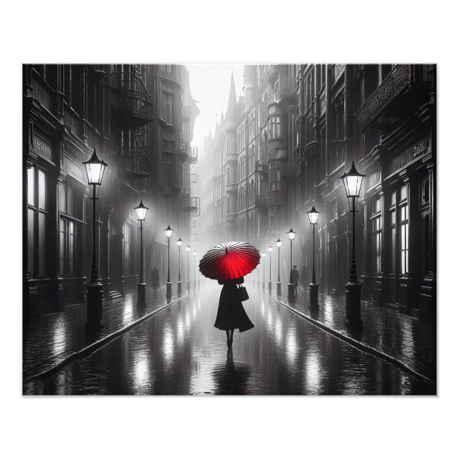 Woman With Red Umbrella Photo Print (Front)