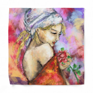 Woman with Rose Bandana