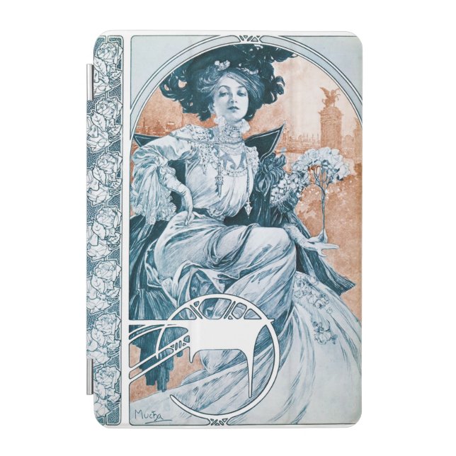 Woman with Rose, Mucha iPad Mini Cover (Front)