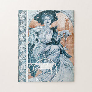 Woman with Rose, Mucha Jigsaw Puzzle