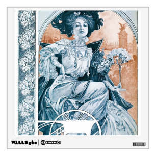 Woman with Rose, Mucha Wall Decal