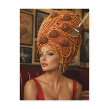 Woman with Spaghetti and Meatballs Hair