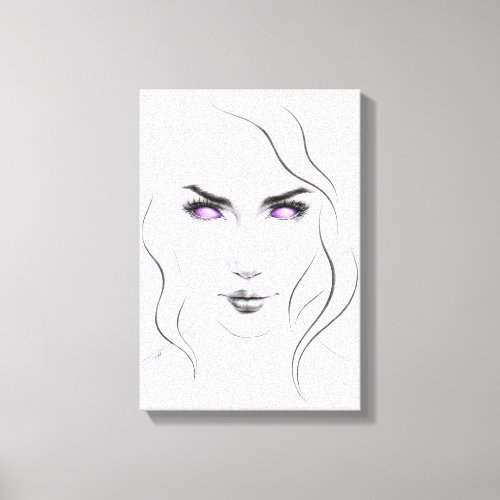 Woman with strange purple eyes Minimalist Line art Canvas Print