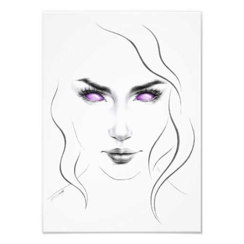 Woman with strange purple eyes Minimalist Line art Photo Print
