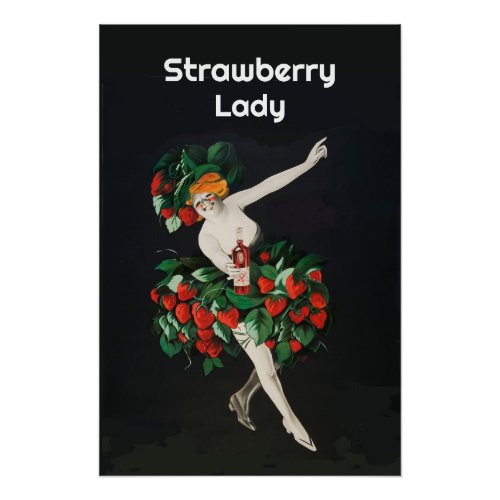WOMAN WITH STRAWBERRIES Art Nouveau Poster