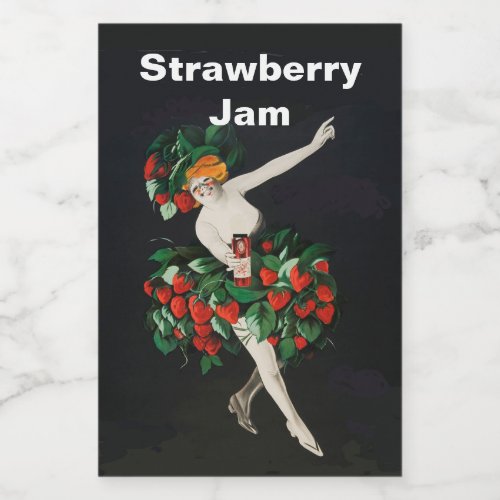WOMAN WITH STRAWBERRIES Art Nouveau Strawberry Jam Food Label