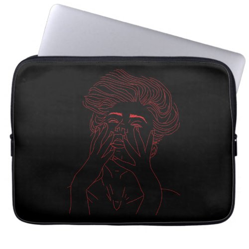 Woman with strong emotions laptop sleeve