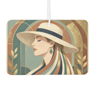 Woman with sunhat art deco air freshener