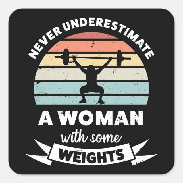 Woman with Weights Funny Gift Wife Mom Square Sticker (Front)
