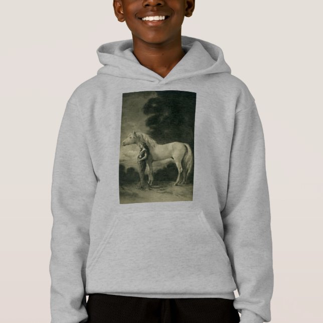 Woman with white horse. hoodie (Front)