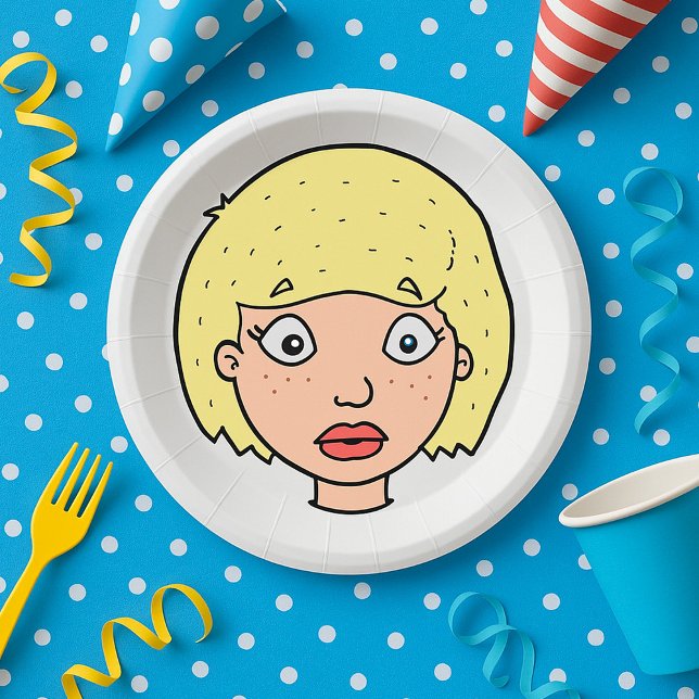 Woman With Yellow Hair Paper Plates (Creator Uploaded)