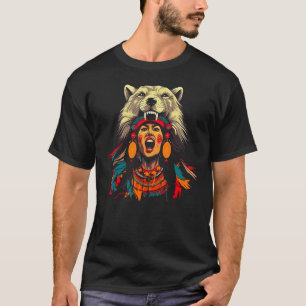 Woman Wolf Head Native American Connection to Natu T-Shirt