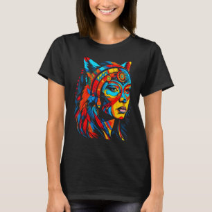 Woman Wolf Head Native American Creative T-Shirt