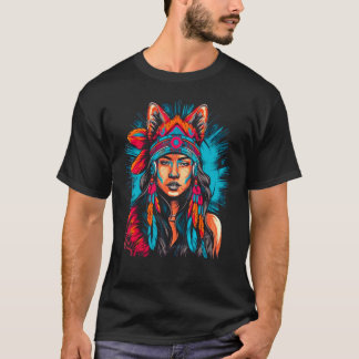 Woman Wolf Head Native American Intuitive T-Shirt